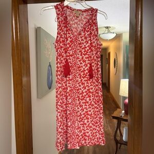 Michael Kors Red and White Patterned Mini Dress